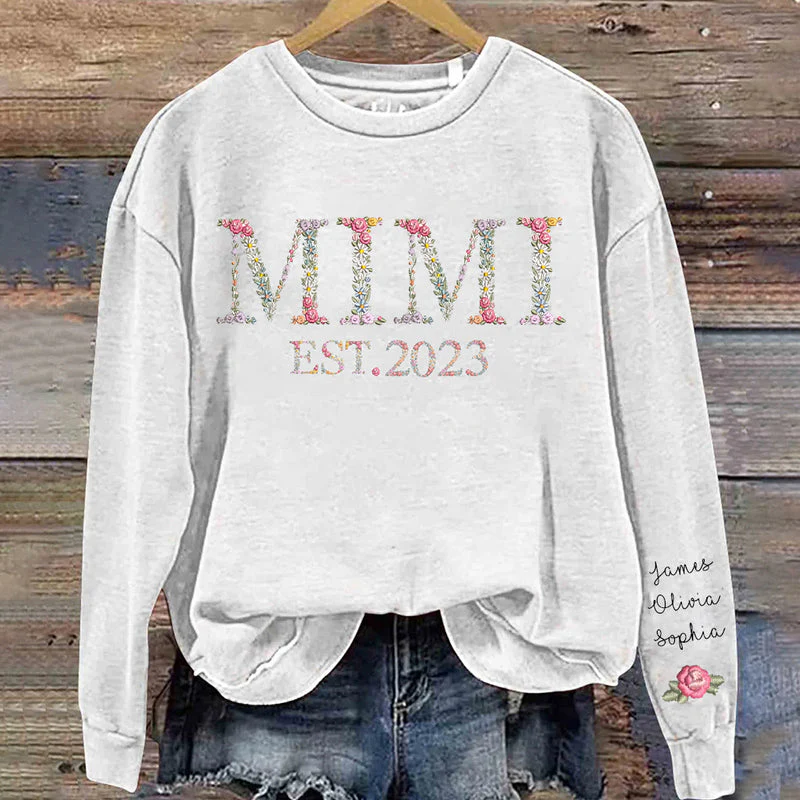 Personalized Grandma Mom Est. Floral Sweatshirt - Image 7