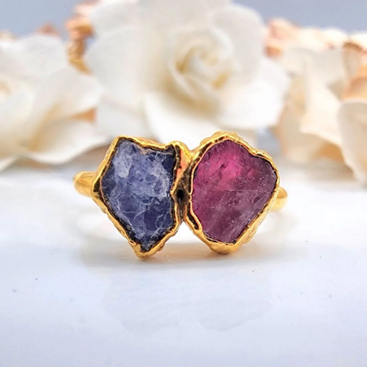Personalized Grandma Mom Family Vintage Style Raw Birthstone Ring - Image 5