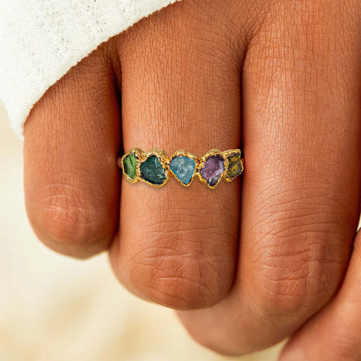 Personalized Grandma Mom Family Vintage Style Raw Birthstone Ring - Image 8