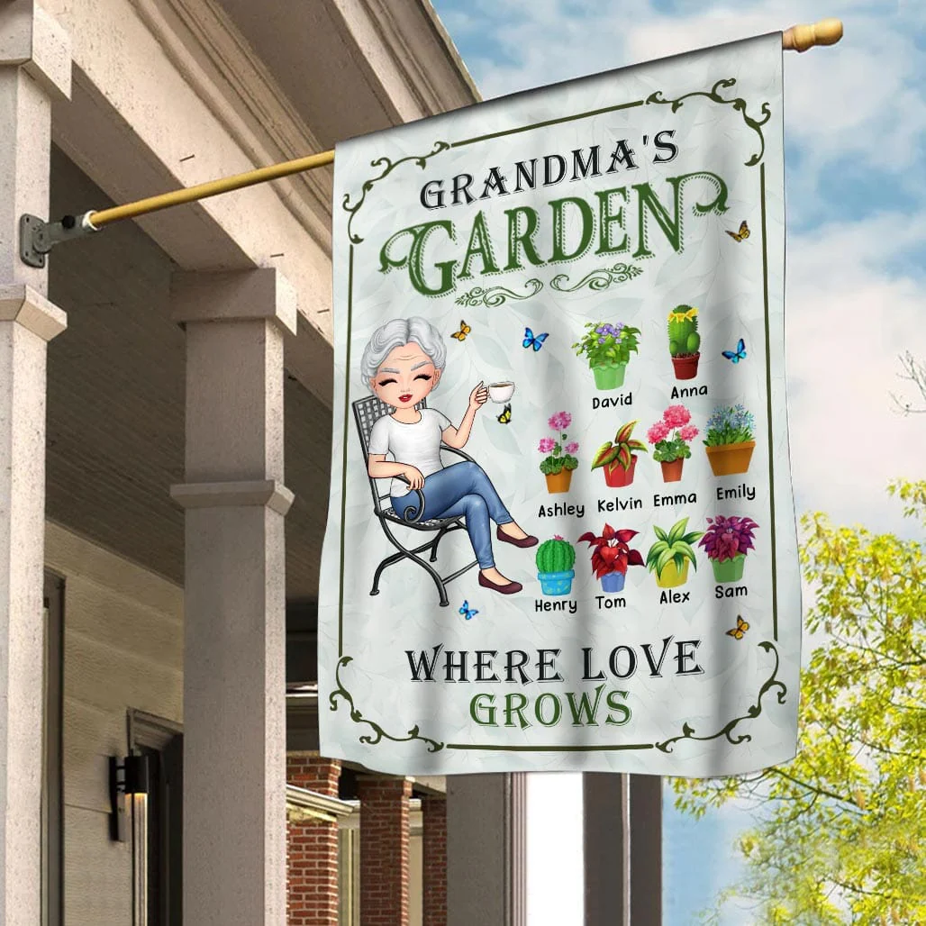 Personalized Grandma Mom Garden Where Love Grows Gift Gardener Flower Lover Flag - Image 2
