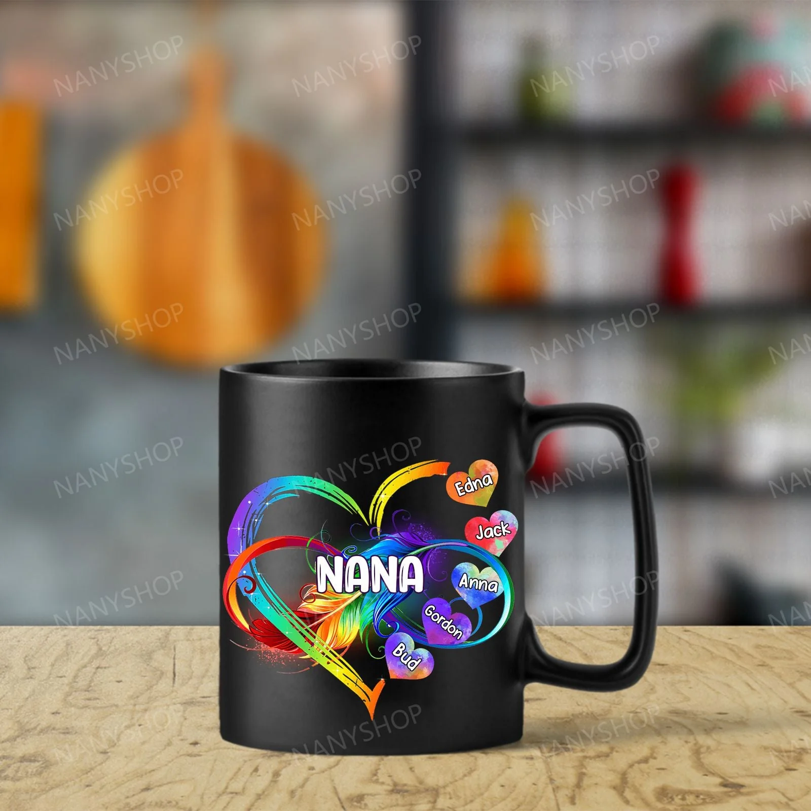 Personalized Grandma Mom Heart Rainbow Mug - Image 4