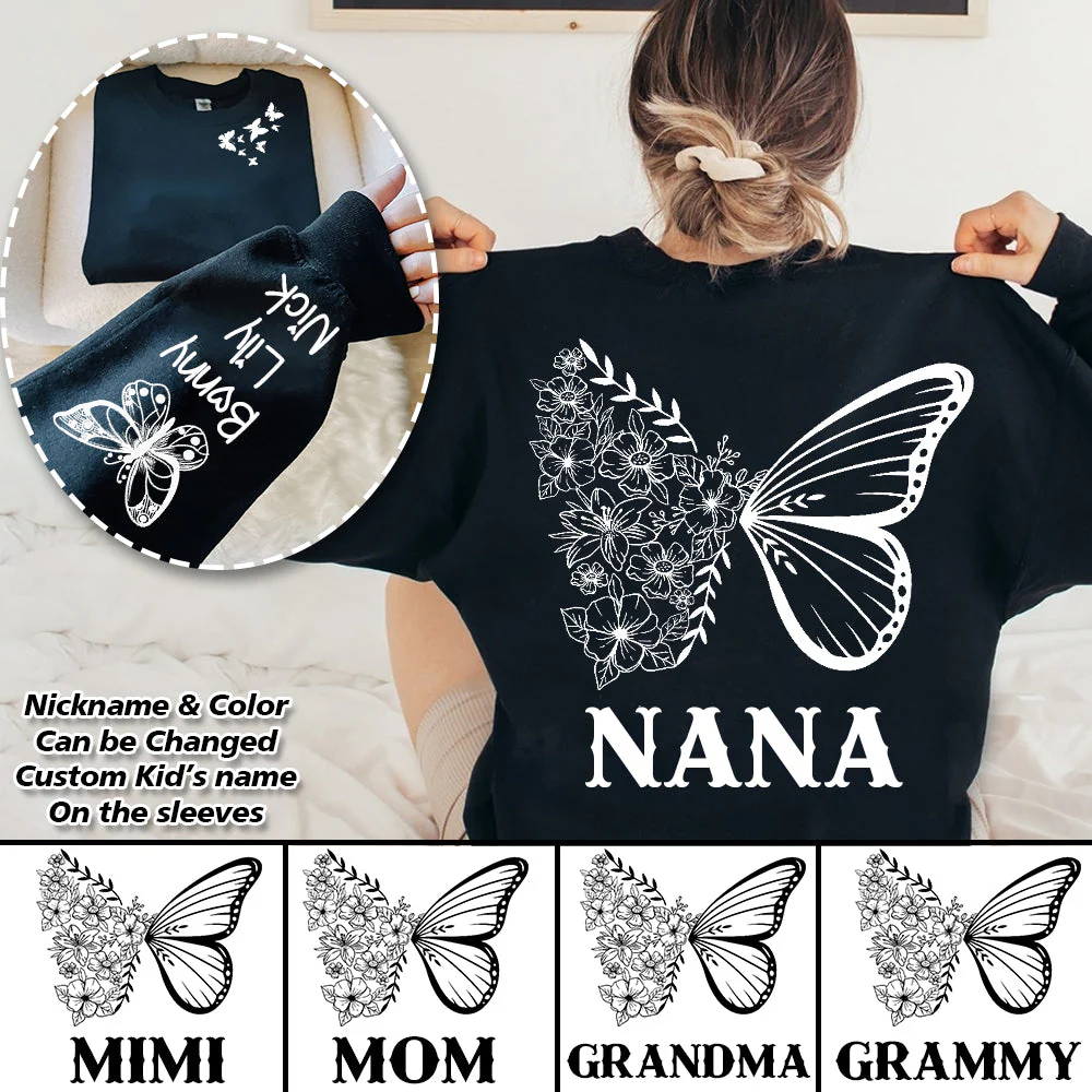 Personalized Grandma/Mom Kids Butterfly Sweatshirt - Image 3