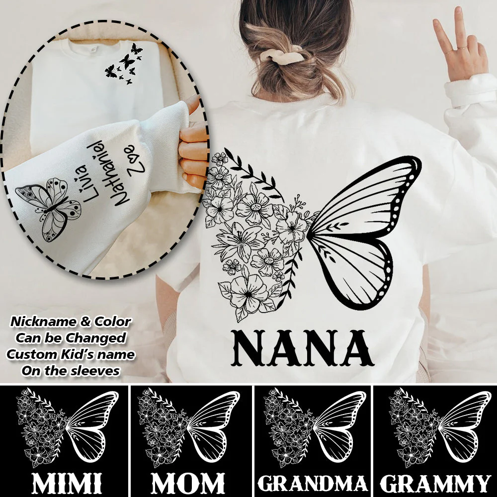 Personalized Grandma/Mom Kids Butterfly Sweatshirt - Image 5