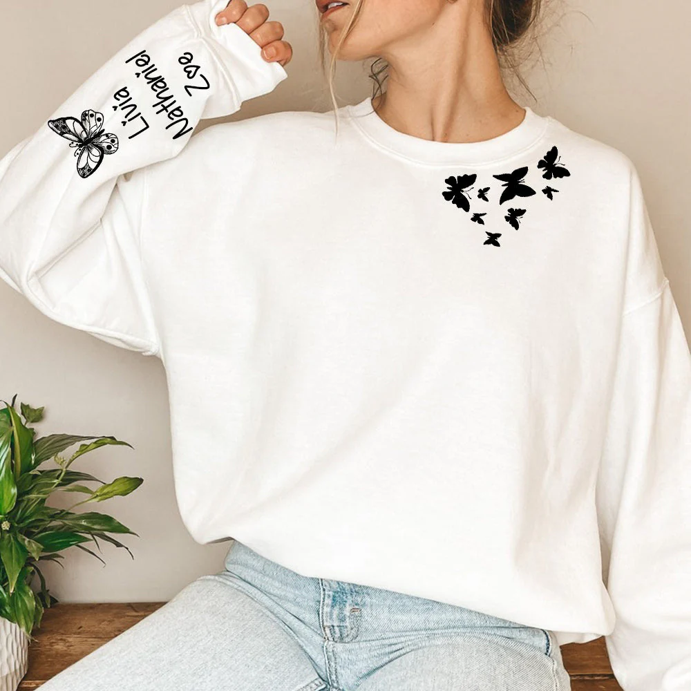 Personalized Grandma/Mom Kids Butterfly Sweatshirt - Image 6