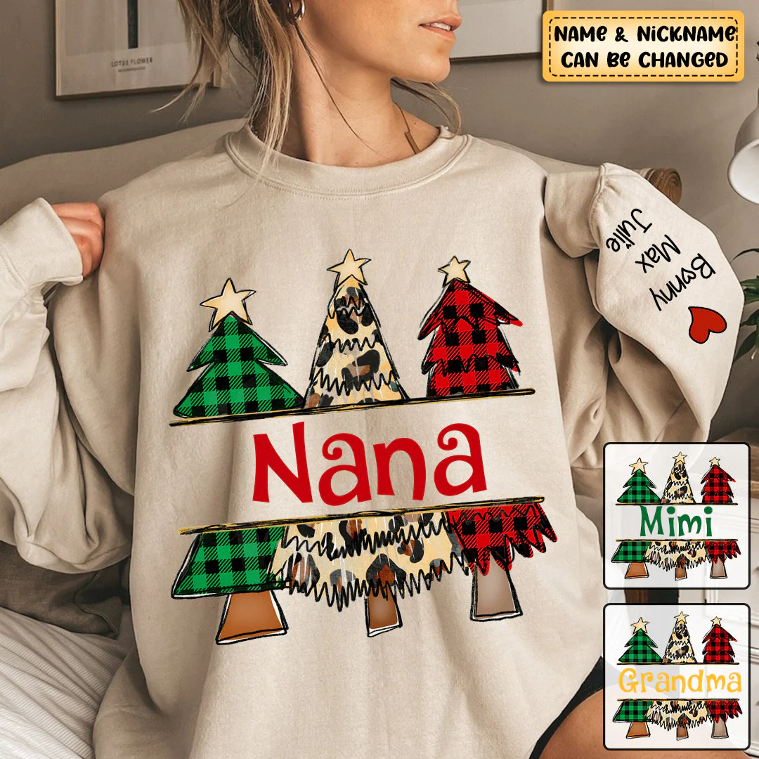 Personalized Grandma/Mom Kids Christmas Tree Sweatshirt - Image 2