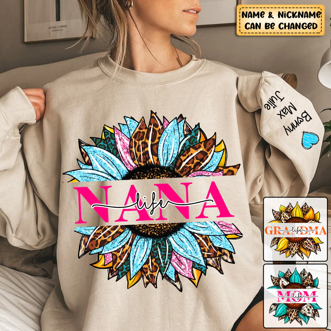 Personalized Grandma/Mom Sunflower Life Sweatshirt - Image 2