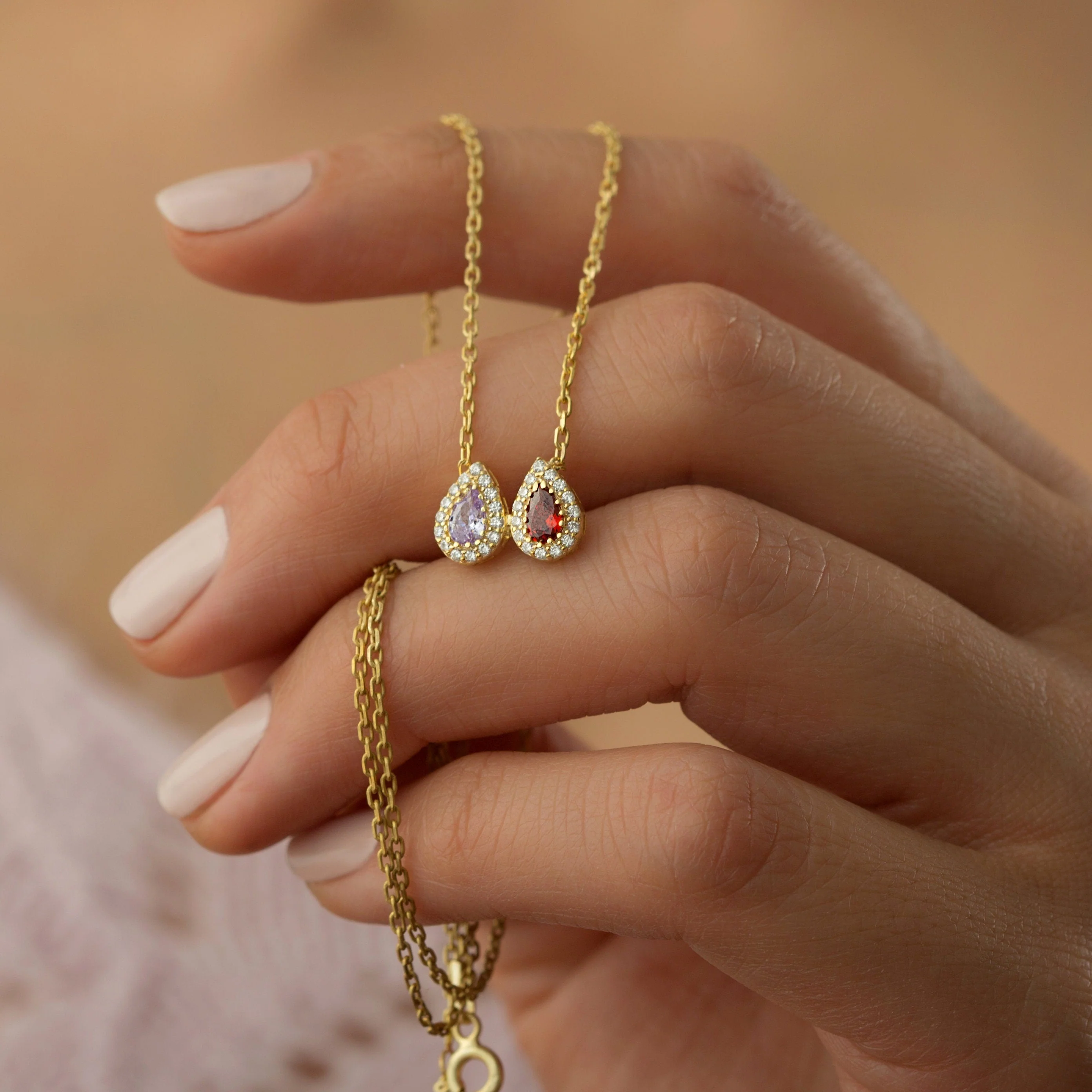 Personalized Grandma Mom Tears Of Joy 1-7 Teardrop Birthstone Necklace - Image 3