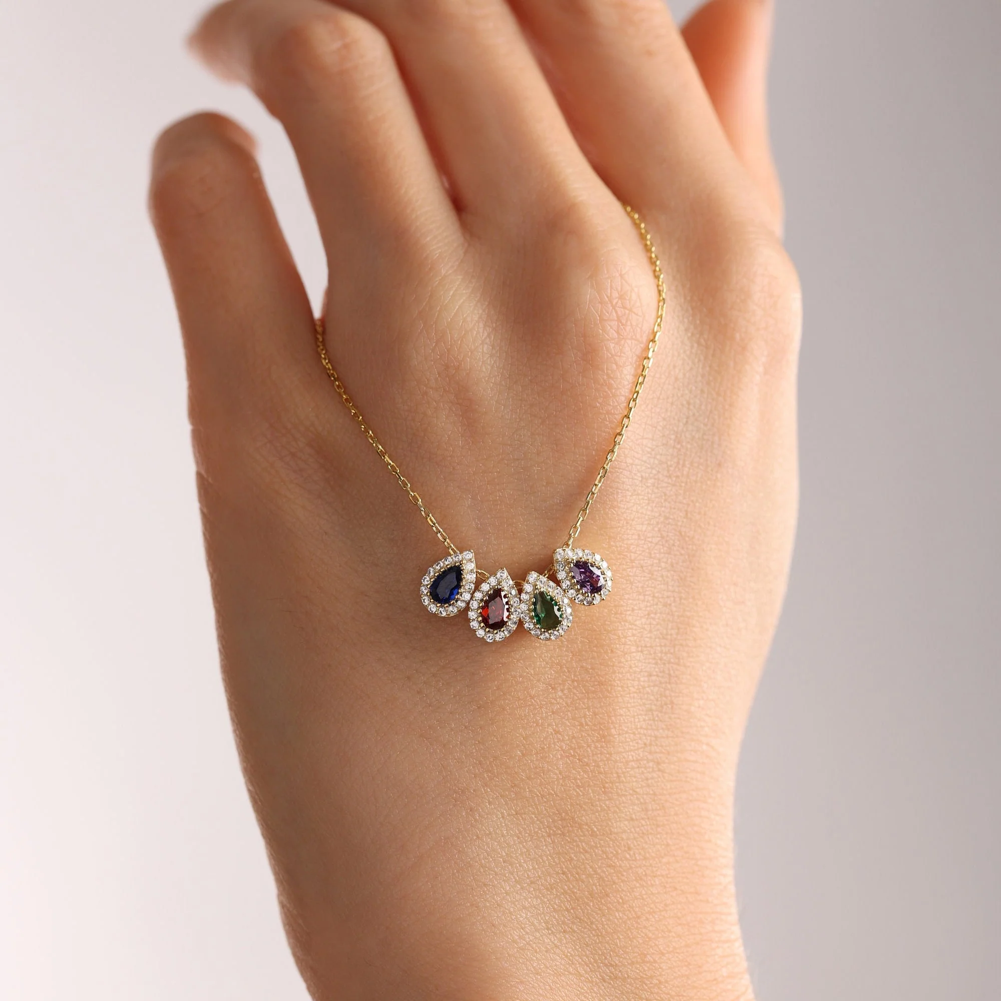 Personalized Grandma Mom Tears Of Joy 1-7 Teardrop Birthstone Necklace - Image 4