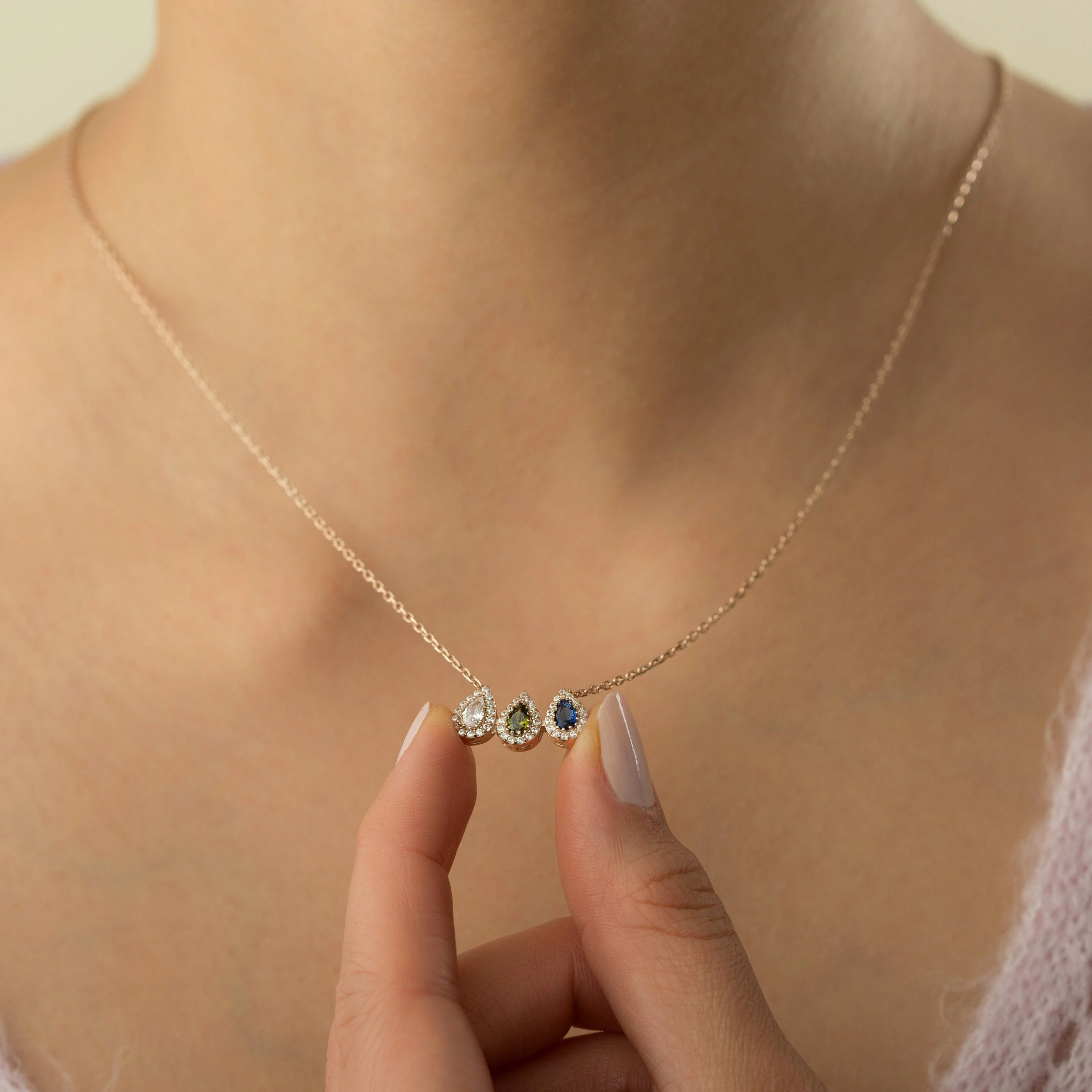 Personalized Grandma Mom Tears Of Joy 1-7 Teardrop Birthstone Necklace - Image 7