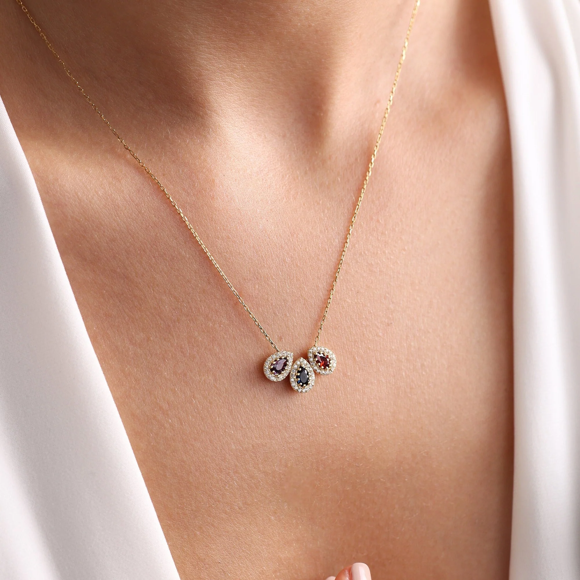 Personalized Grandma Mom Tears Of Joy 1-7 Teardrop Birthstone Necklace - Image 8