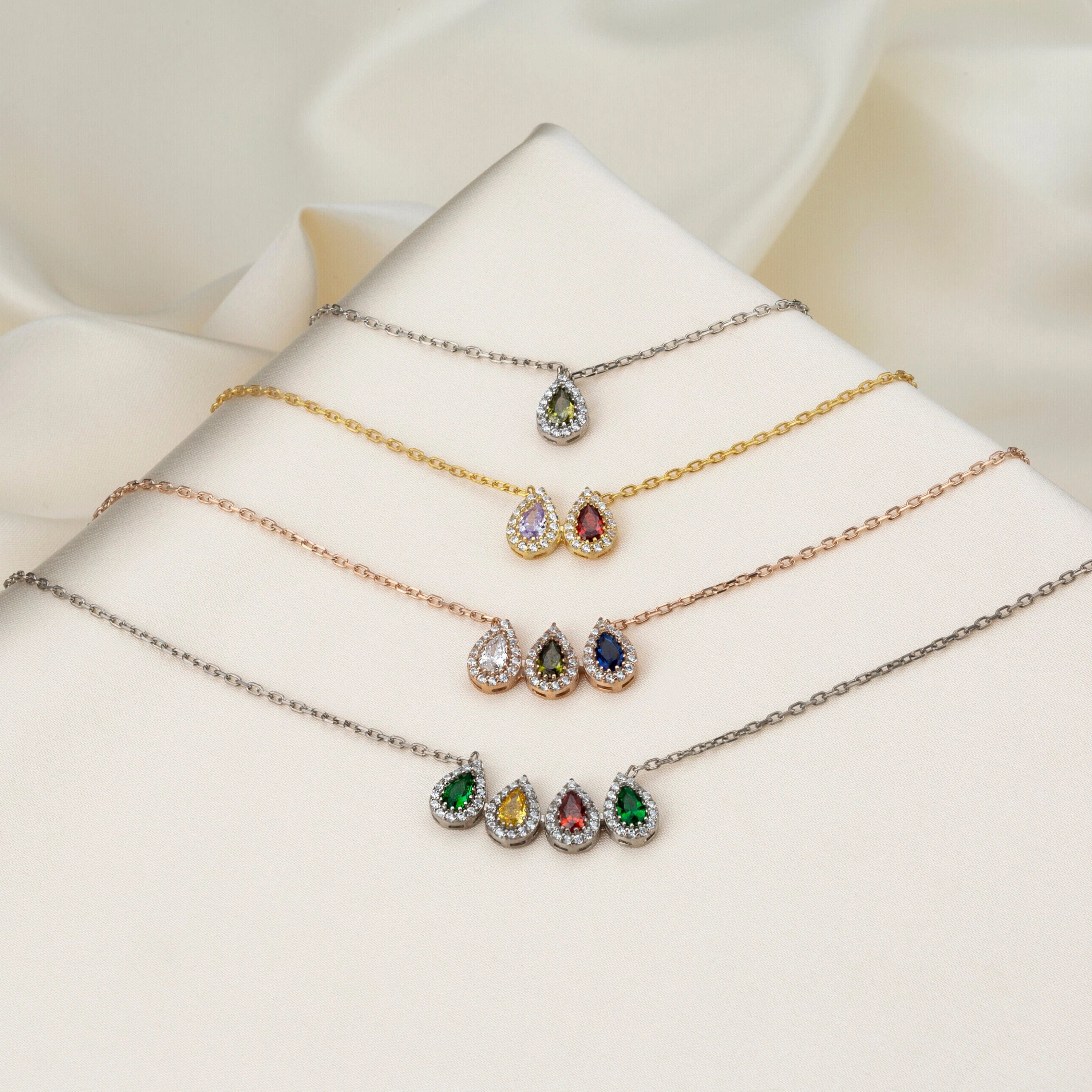Personalized Grandma Mom Tears Of Joy 1-7 Teardrop Birthstone Necklace - Image 9