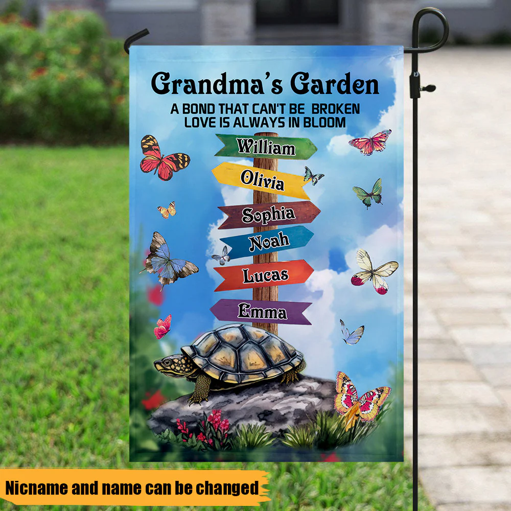 Personalized Grandma Mom's Garden Butterfly Where Love Grows Flag - Image 3