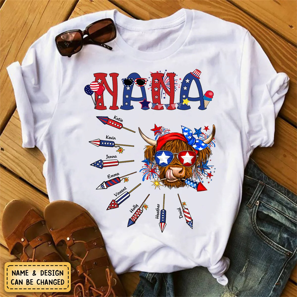 Personalized Grandma Patriotic With Firecrackers, Cute 4Th Of July T-Shirt - Image 2