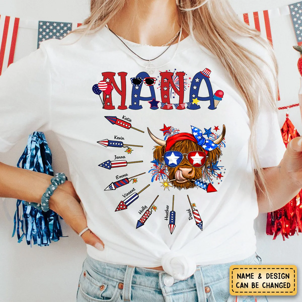 Personalized Grandma Patriotic With Firecrackers, Cute 4Th Of July T-Shirt - Image 3