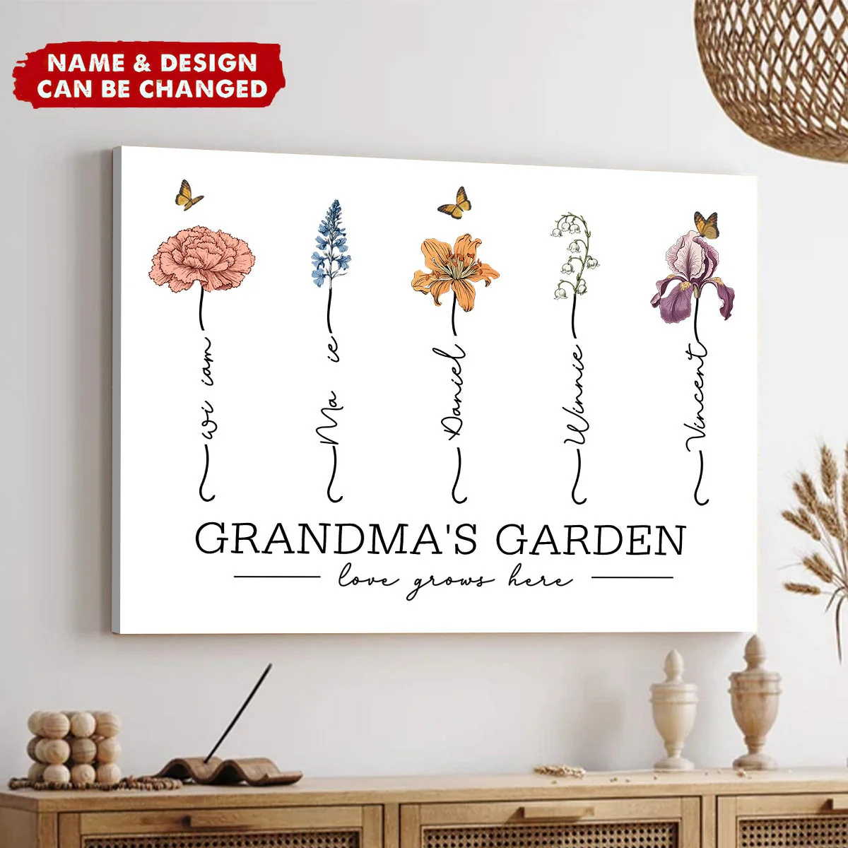 Personalized Grandma‘s Garden Love Grows Here Beautiful Birth Month Flower Poster - Image 3