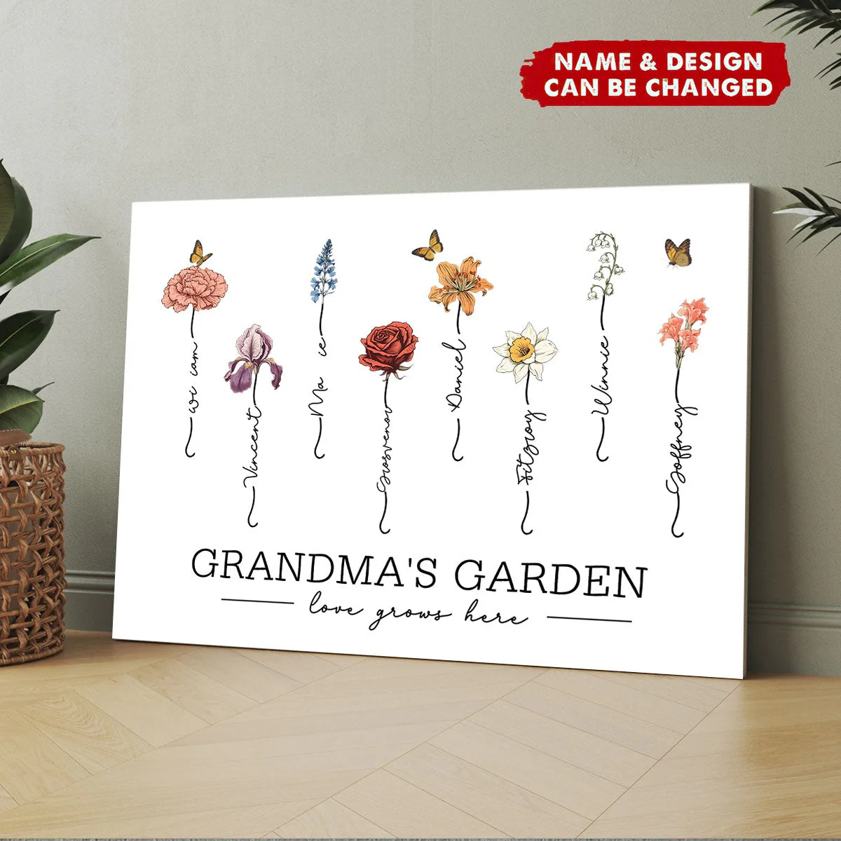 Personalized Grandma‘s Garden Love Grows Here Beautiful Birth Month Flower Poster - Image 4