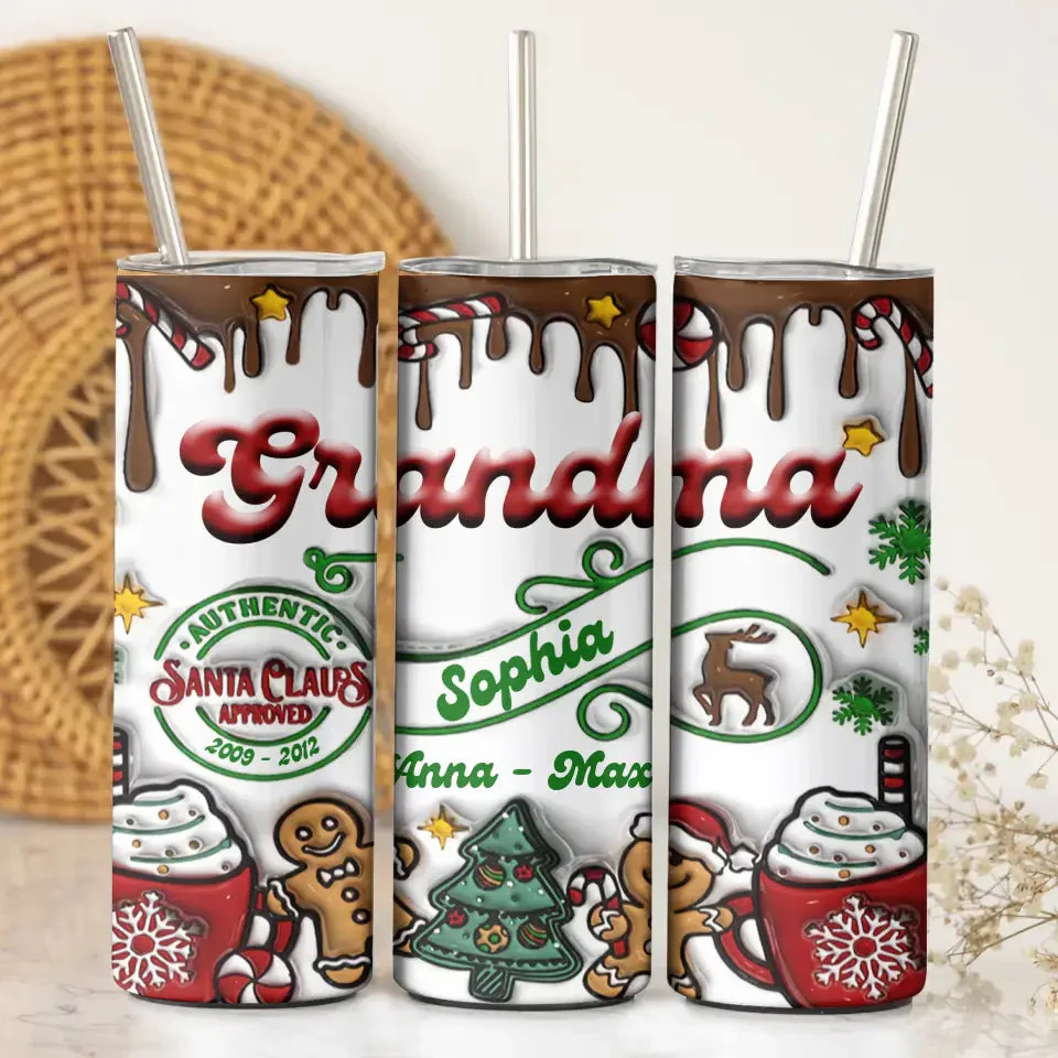 Personalized Grandma Santa Claus Approved Christmas Gift Skinny Tumbler - Image 4
