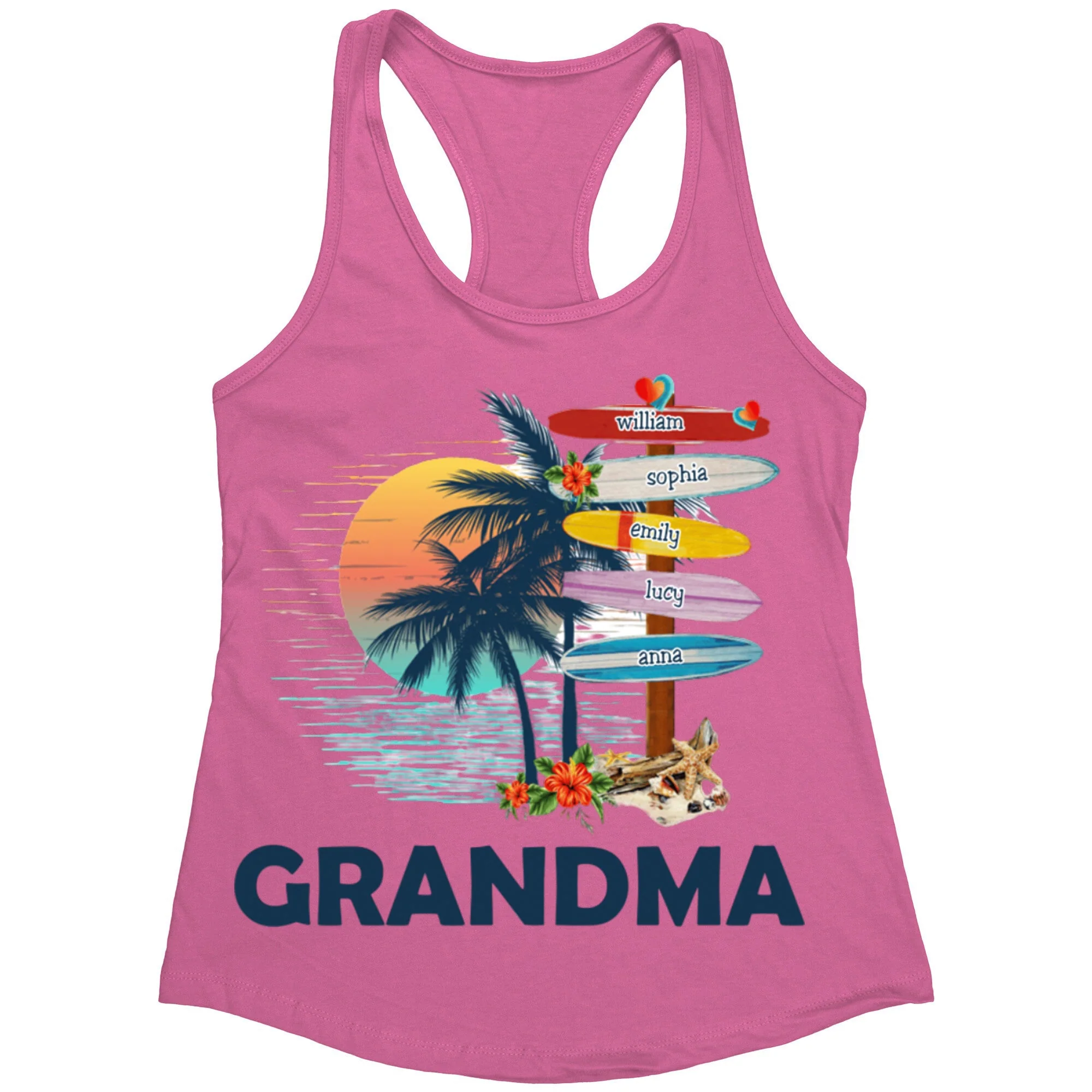 Personalized Grandma Surfboards Summer Vacation Tank Top - Image 3