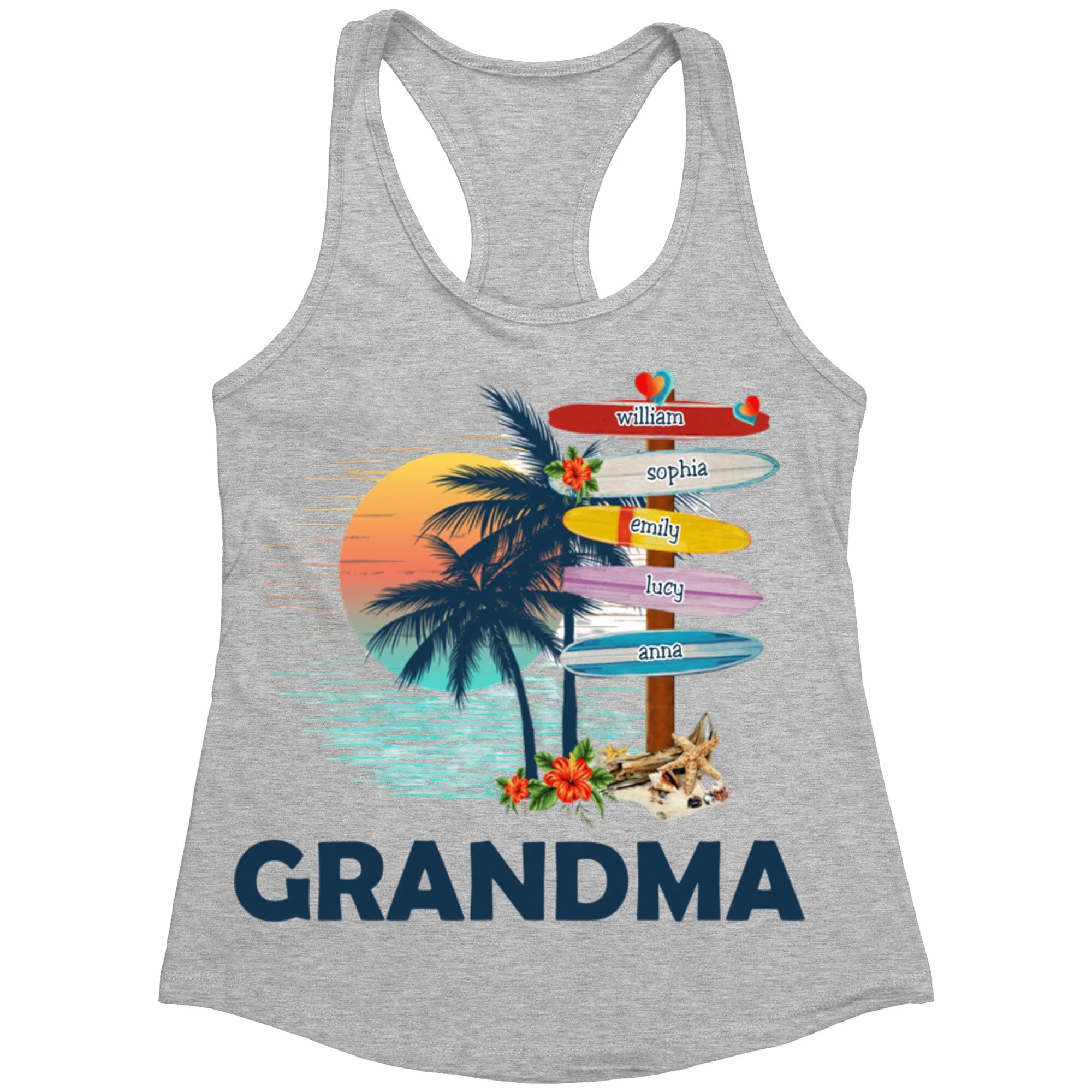Personalized Grandma Surfboards Summer Vacation Tank Top - Image 5