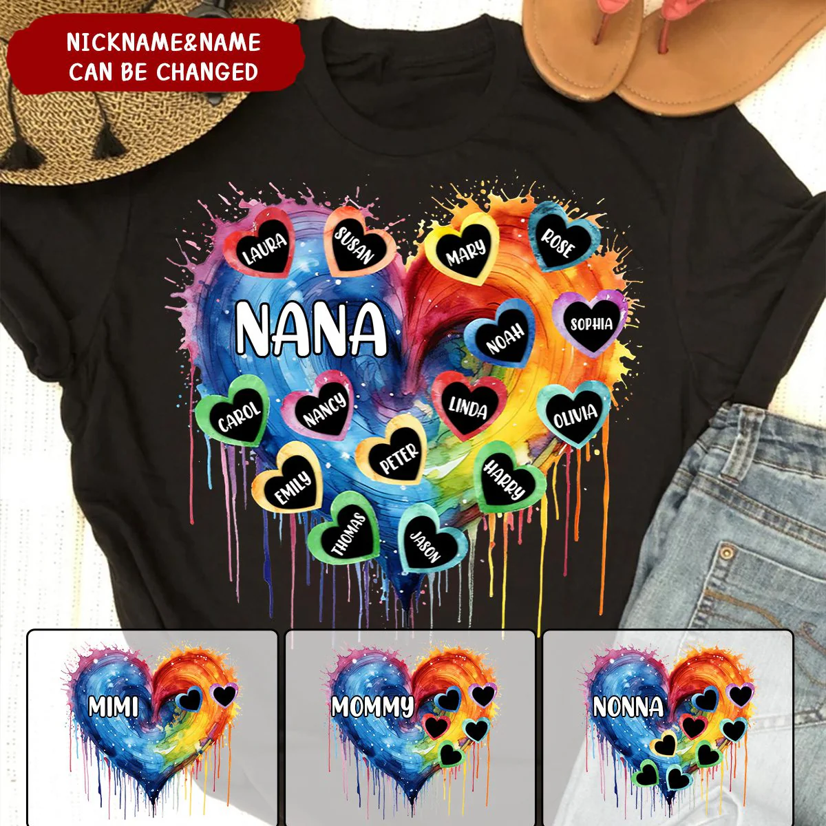 Personalized Grandma Sweethearts Custom Names Pure cotton T-shirt - Image 4