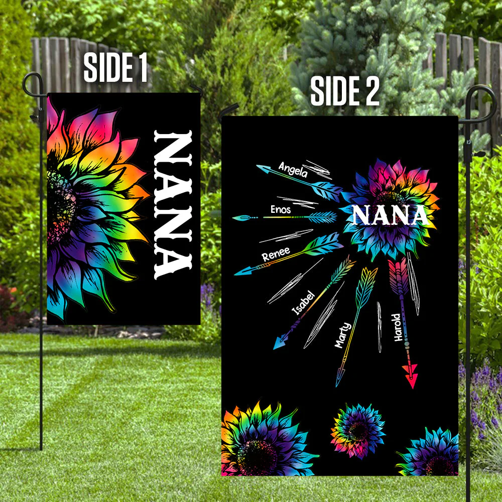 Personalized Grandma Tie Dye Sunflower Garden Flag - Image 2