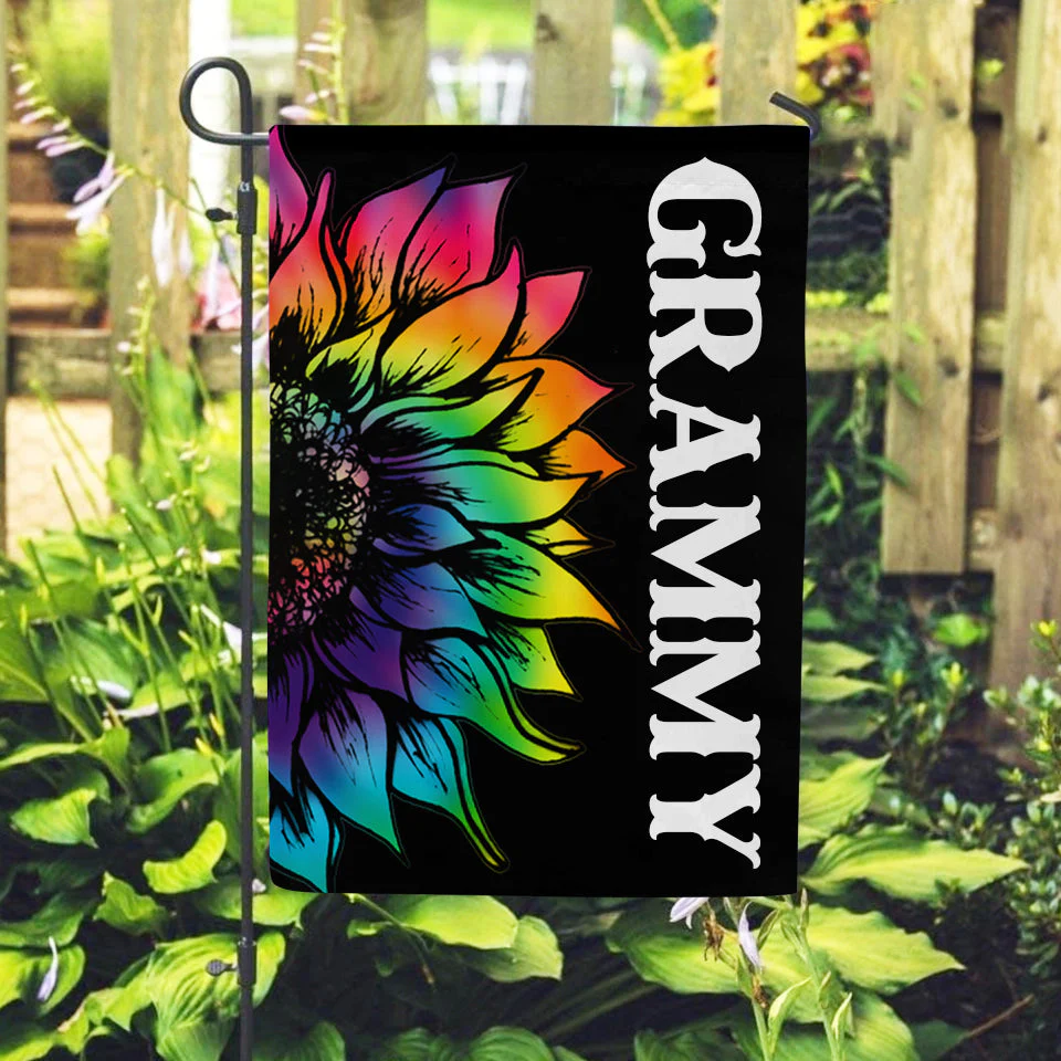 Personalized Grandma Tie Dye Sunflower Garden Flag - Image 3
