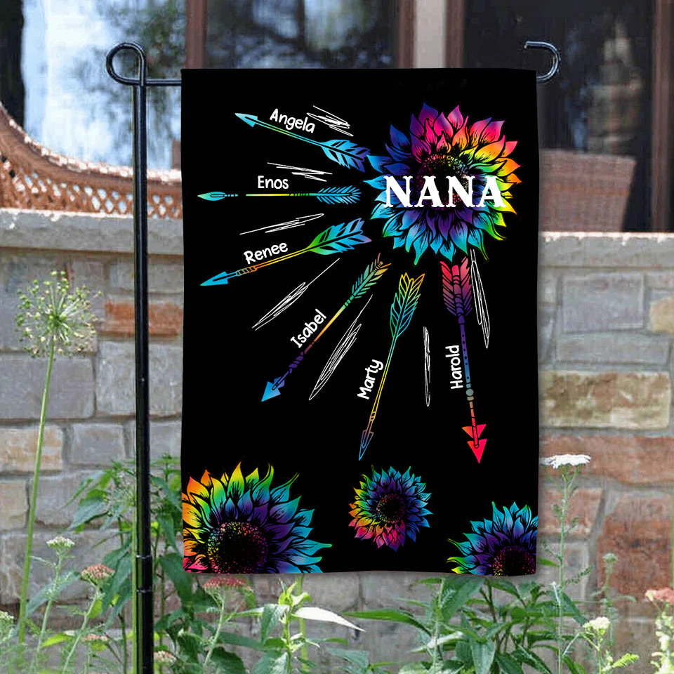 Personalized Grandma Tie Dye Sunflower Garden Flag - Image 4