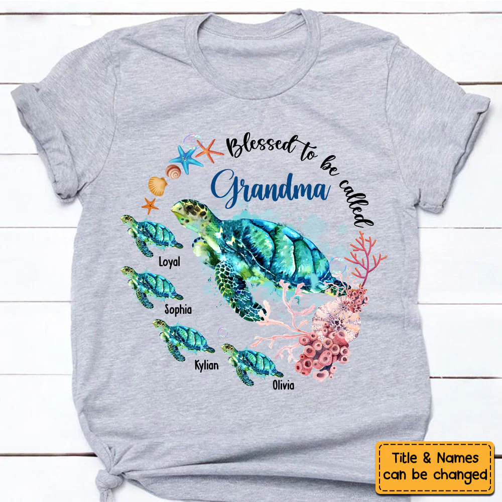 Personalized Blessed To Be Called Grandma Turtle T-shirt - Image 2