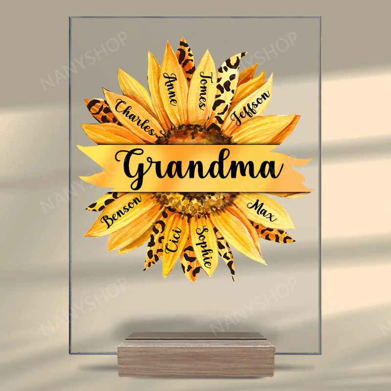 Personalized Grandma With Kids Sunflower Acrylic Plaque-Gift For Mom, Grandma - Image 3