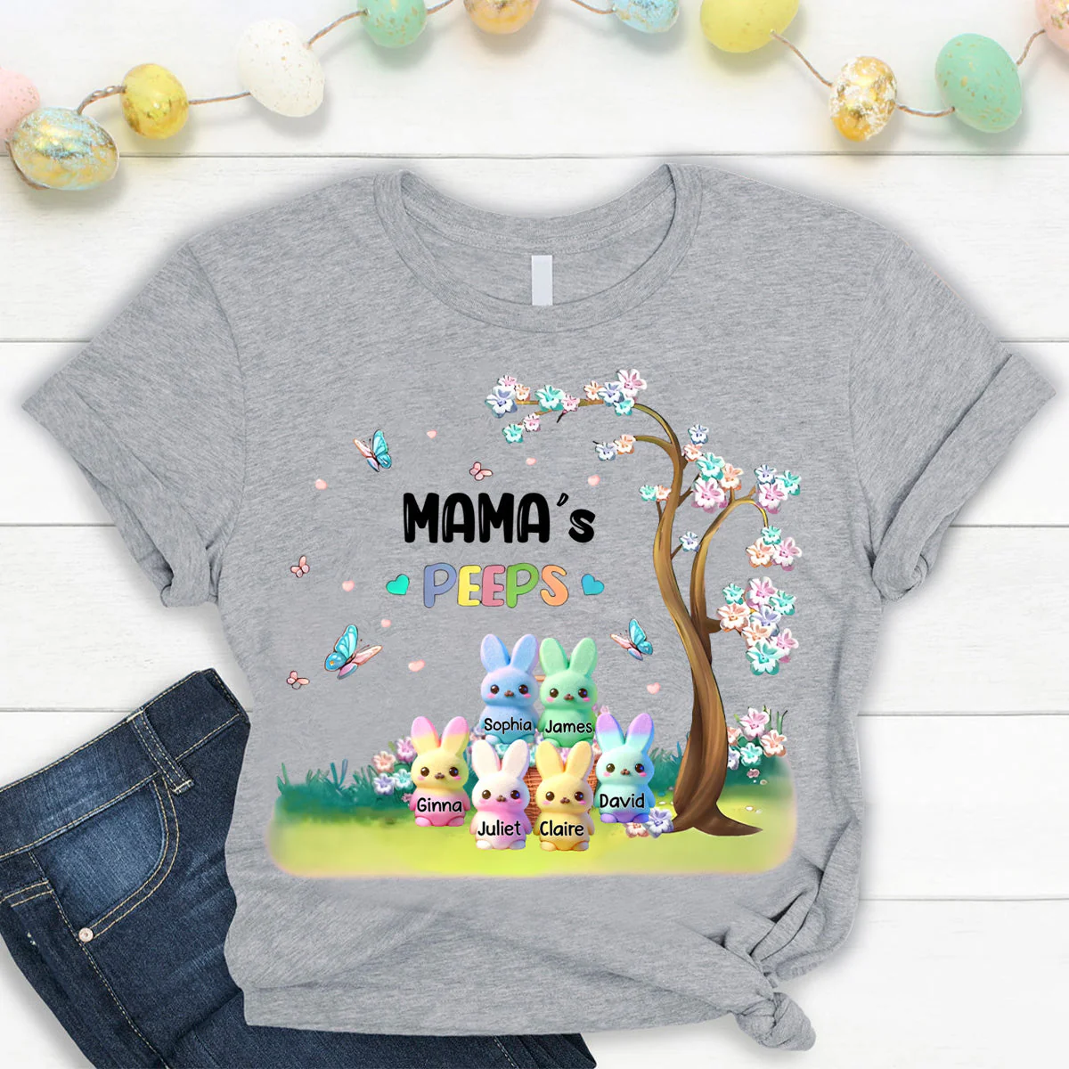 Personalized Grandma's bunny Marshmallow T shirt - Image 3