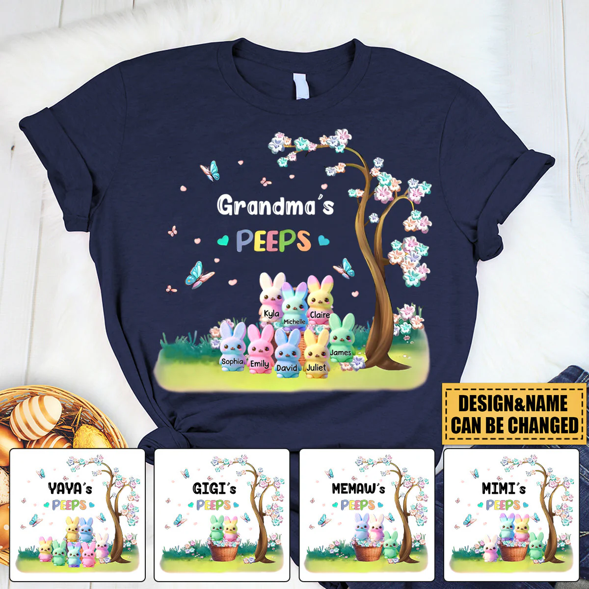 Personalized Grandma's bunny Marshmallow T shirt - Image 4