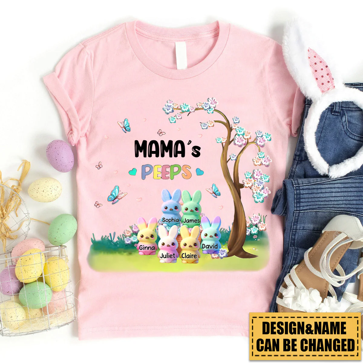 Personalized Grandma's bunny Marshmallow T shirt - Image 5