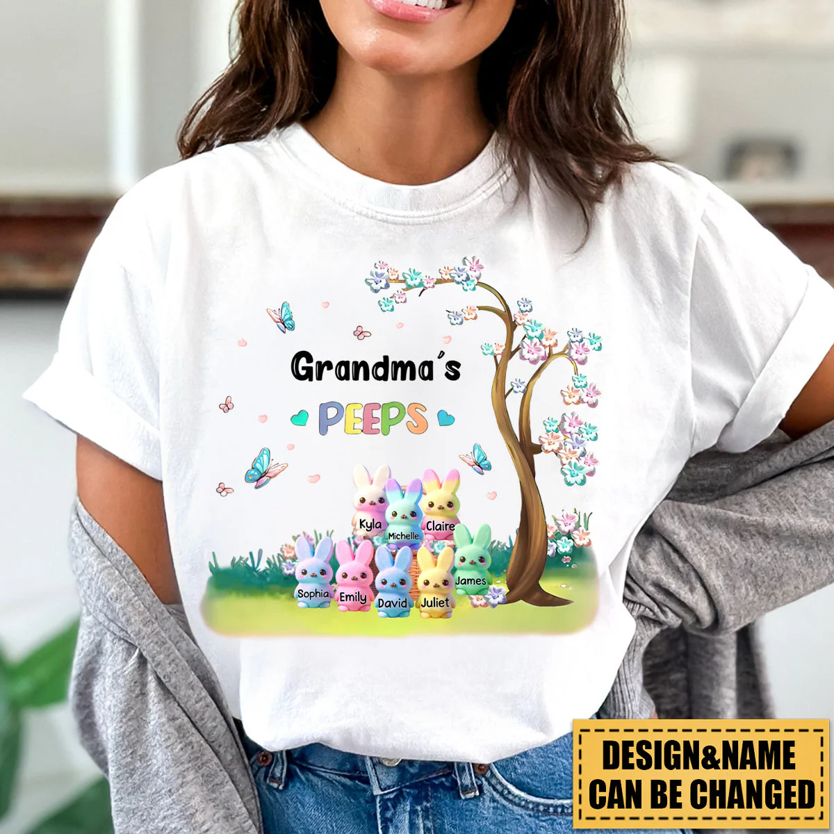 Personalized Grandma's bunny Marshmallow T shirt - Image 7