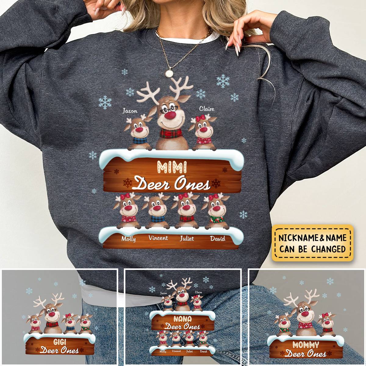 Personalized Grandma's Deer Ones Sweatshirt - Image 3