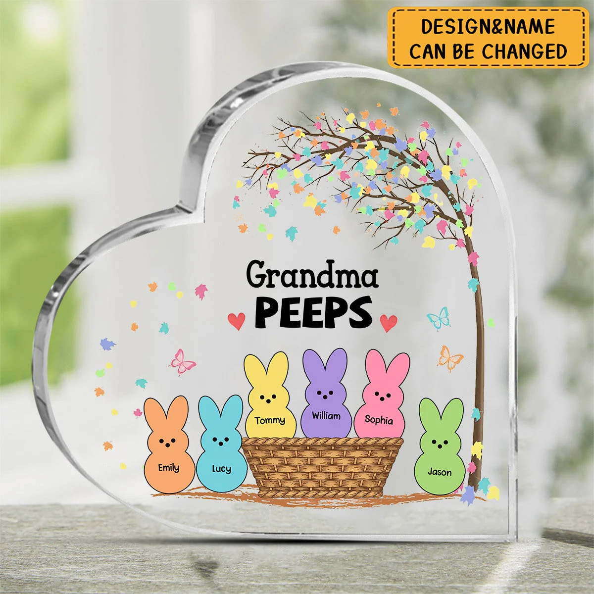 Personalized Grandma's Easter Heart-Shaped Acrylic Plaque - Image 3