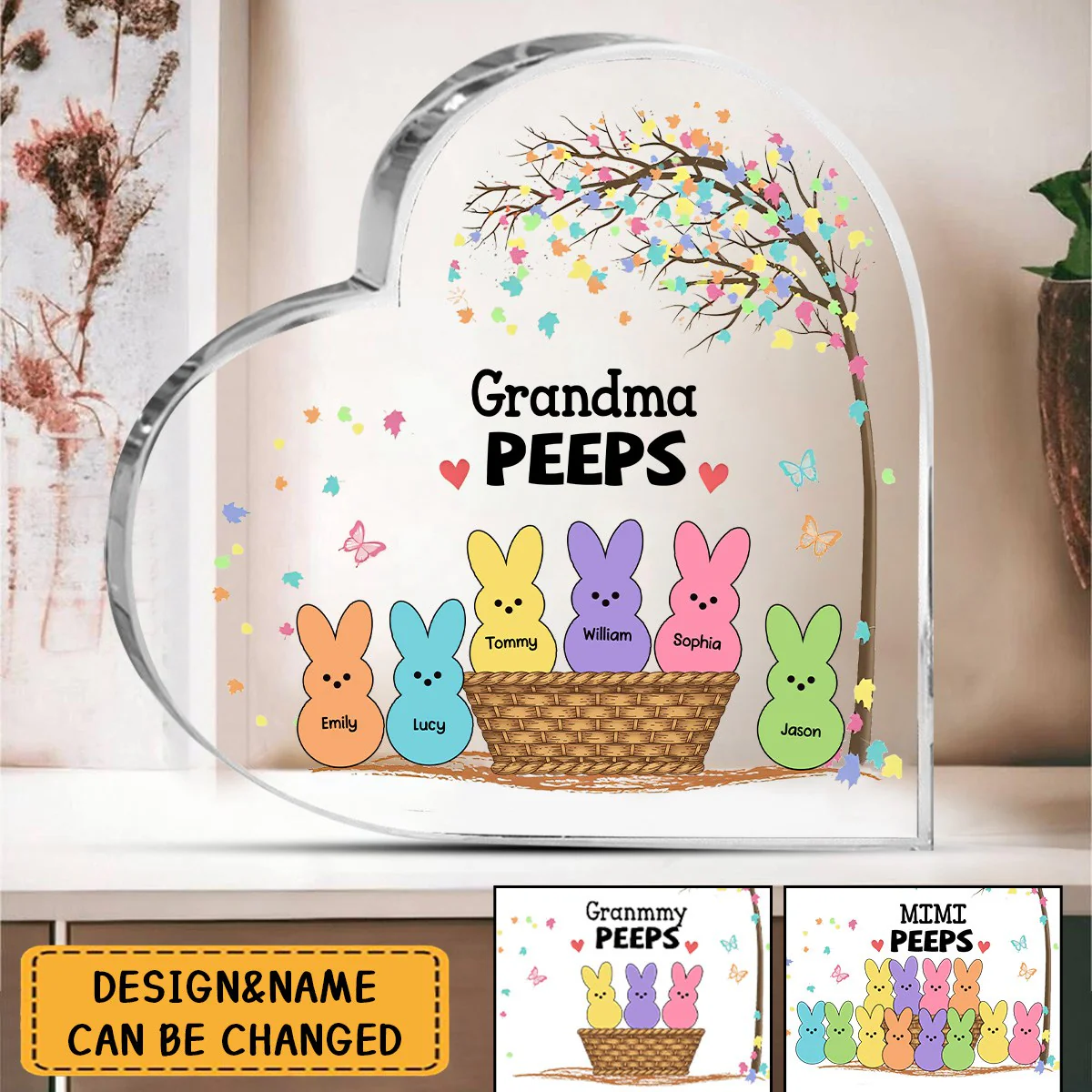 Personalized Grandma's Easter Heart-Shaped Acrylic Plaque - Image 4
