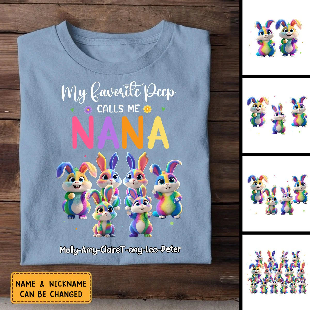 Personalized Grandma's Favorite Bunny Easter Day Pure Cotton T-Shirt - Image 4