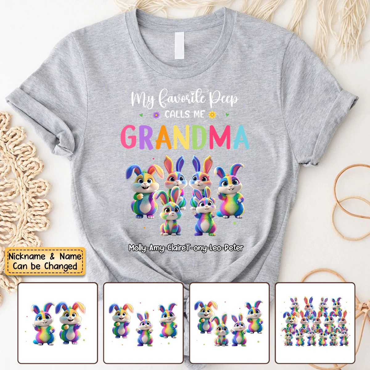 Personalized Grandma's Favorite Bunny Easter Day Pure Cotton T-Shirt - Image 5