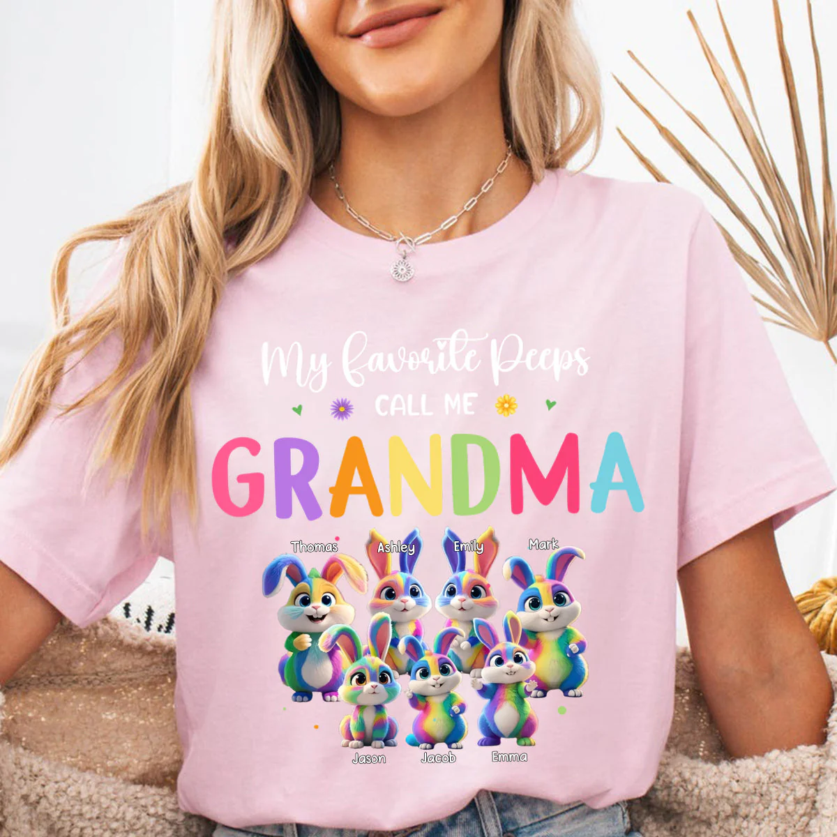 Personalized Grandma's Favorite Kids Easter Day Pure Cotton T-Shirt - Image 4