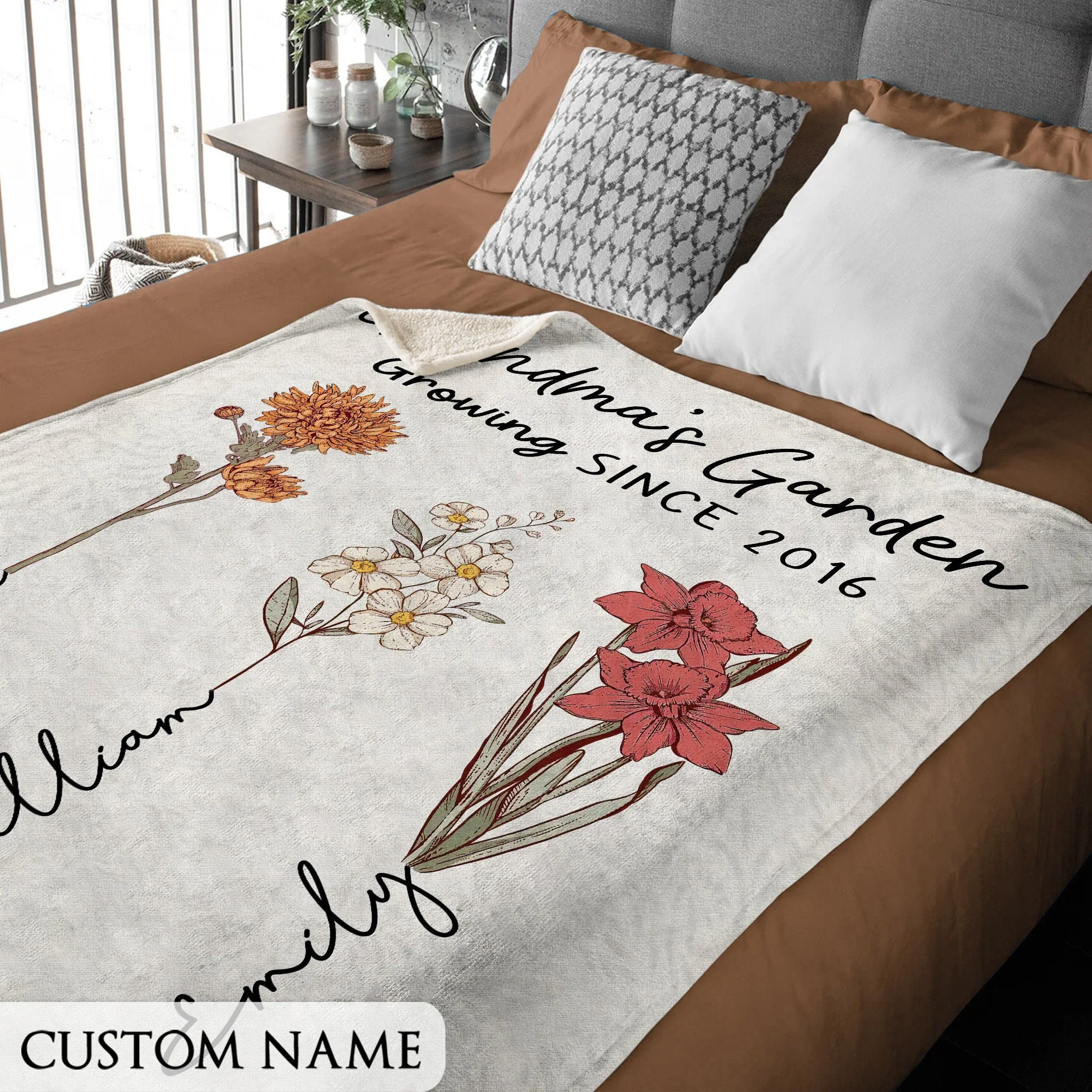 Personalized Grandma's Garden Birth Flower Blanket - Image 4