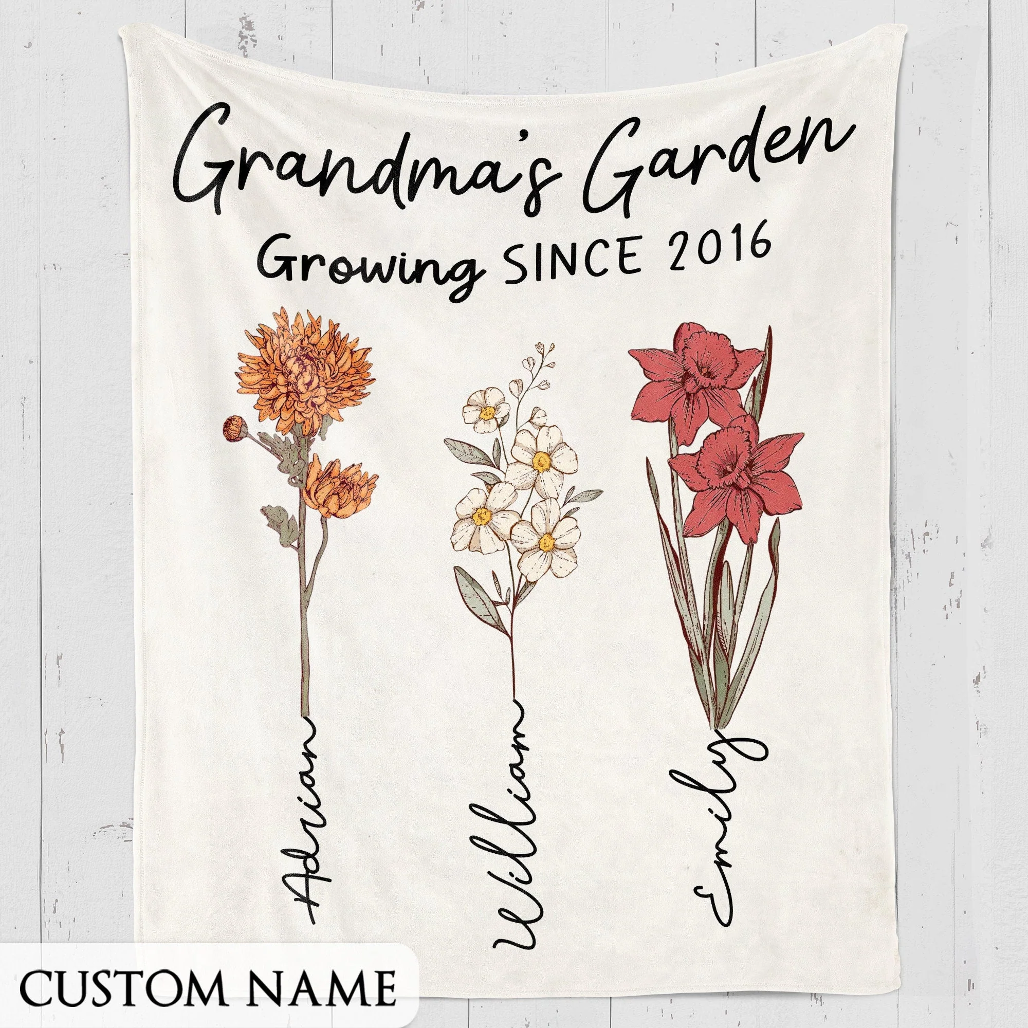Personalized Grandma's Garden Birth Flower Blanket - Image 5