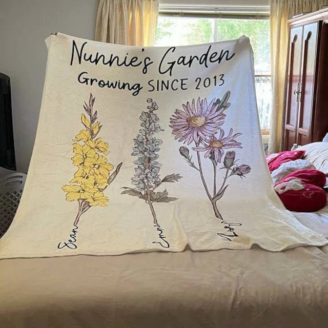 Personalized Grandma's Garden Birth Flower Blanket - Image 8