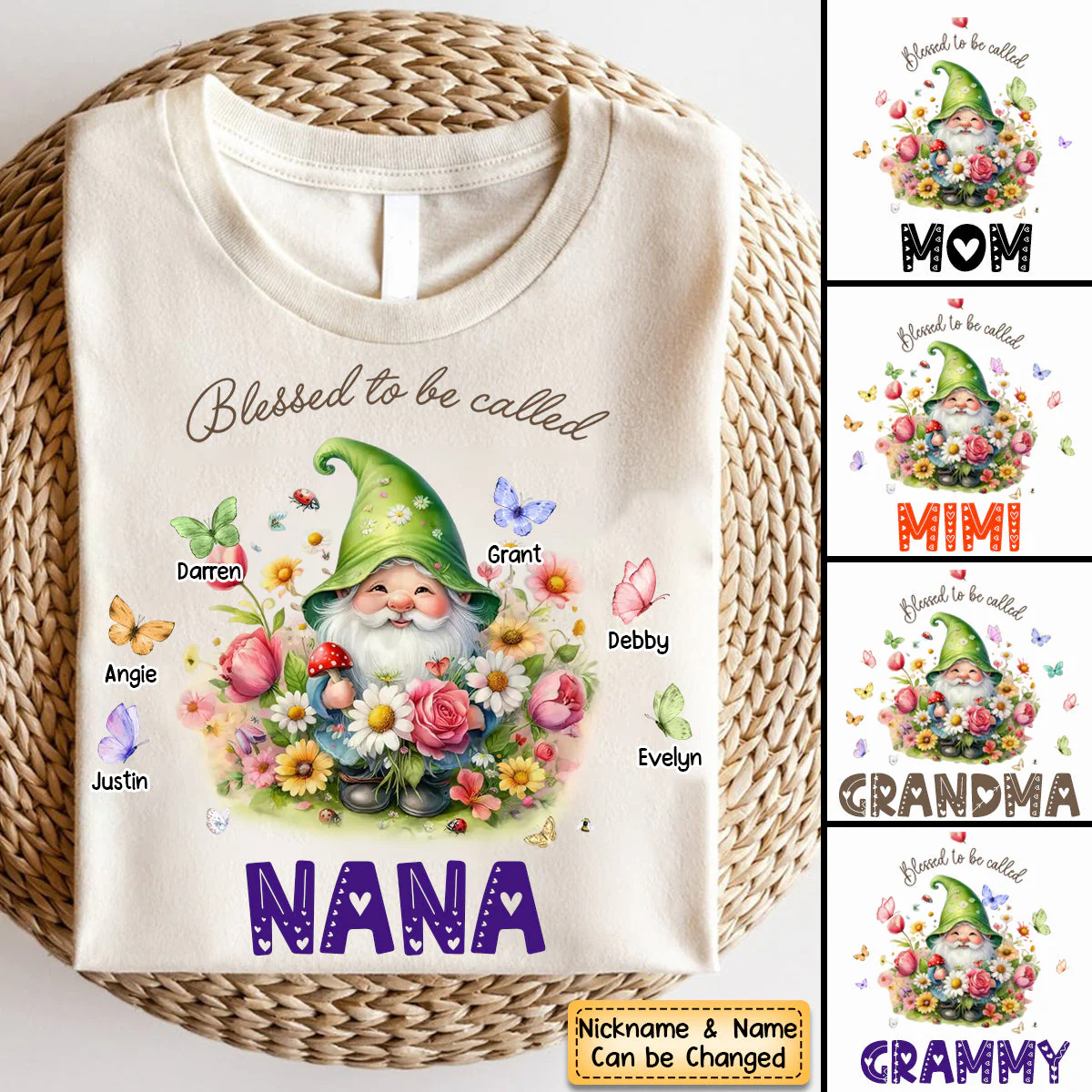 Personalized Grandma's Garden Flowers 100% Pure Cotton T-Shirt - Image 4