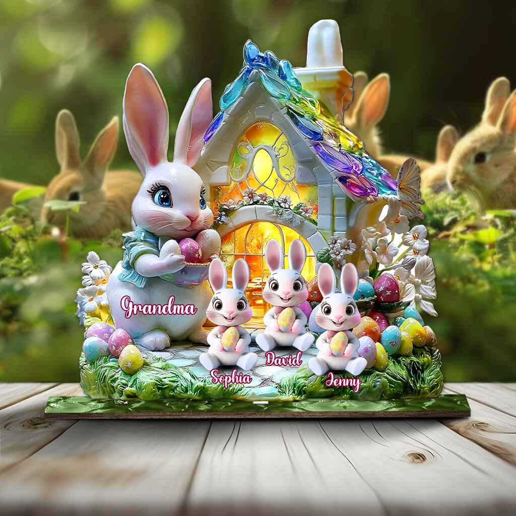 Personalized Grandma's Kids Bunny Easter Day Wooden Plaque - Image 7