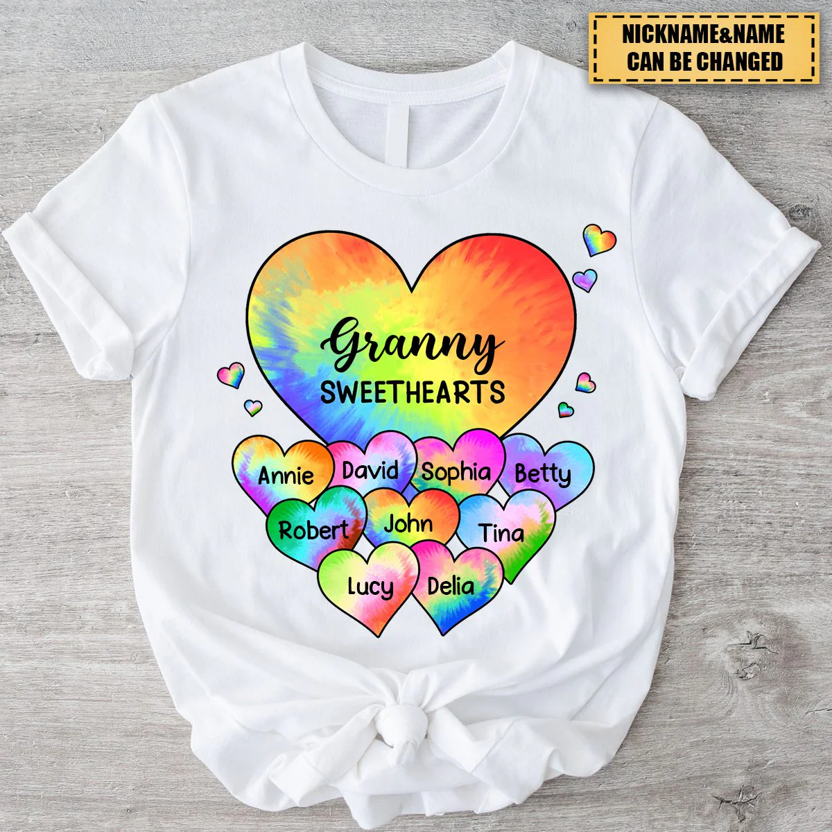Personalized Grandma's Sweet Hearts Grandkids Pure cotton T-shirt - Image 3