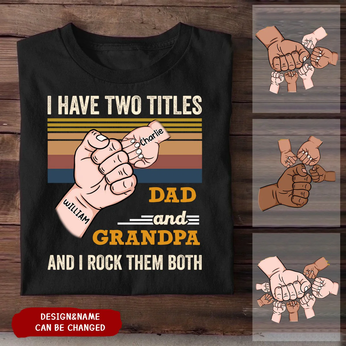 Personalized Grandpa Dad Gift I Have Two Titles Pure cotton T-shirt - Image 2