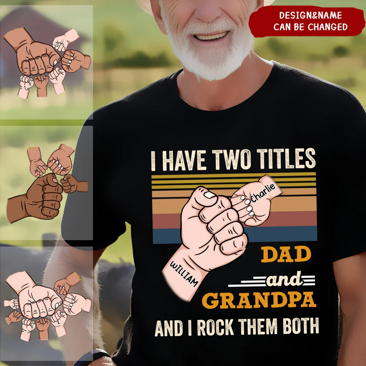 Personalized Grandpa Dad Gift I Have Two Titles Pure cotton T-shirt - Image 3