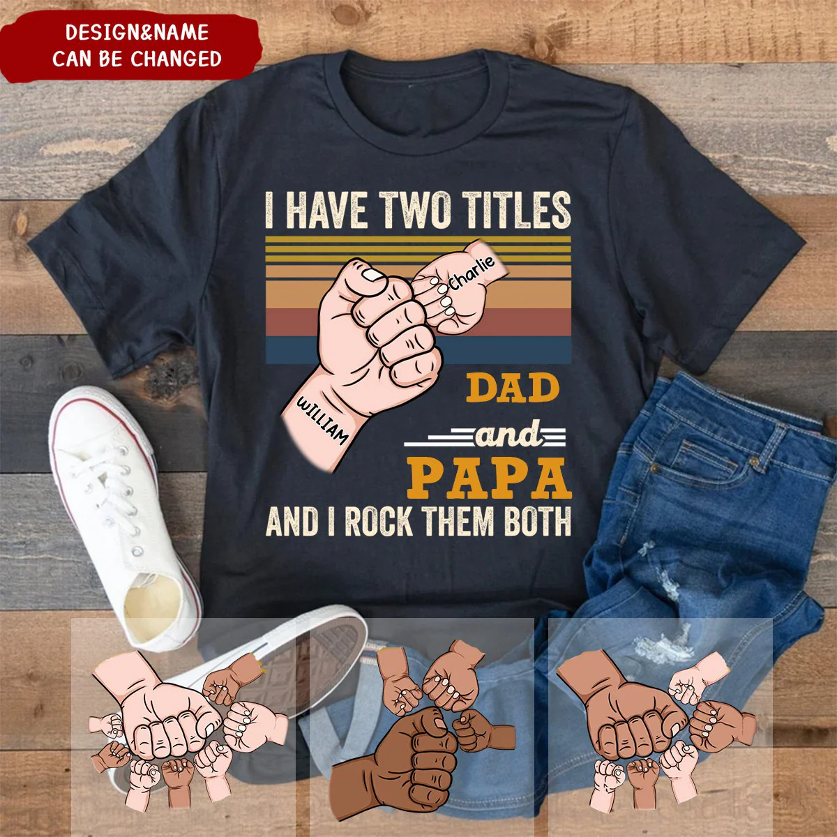 Personalized Grandpa Dad Gift I Have Two Titles Pure cotton T-shirt - Image 4