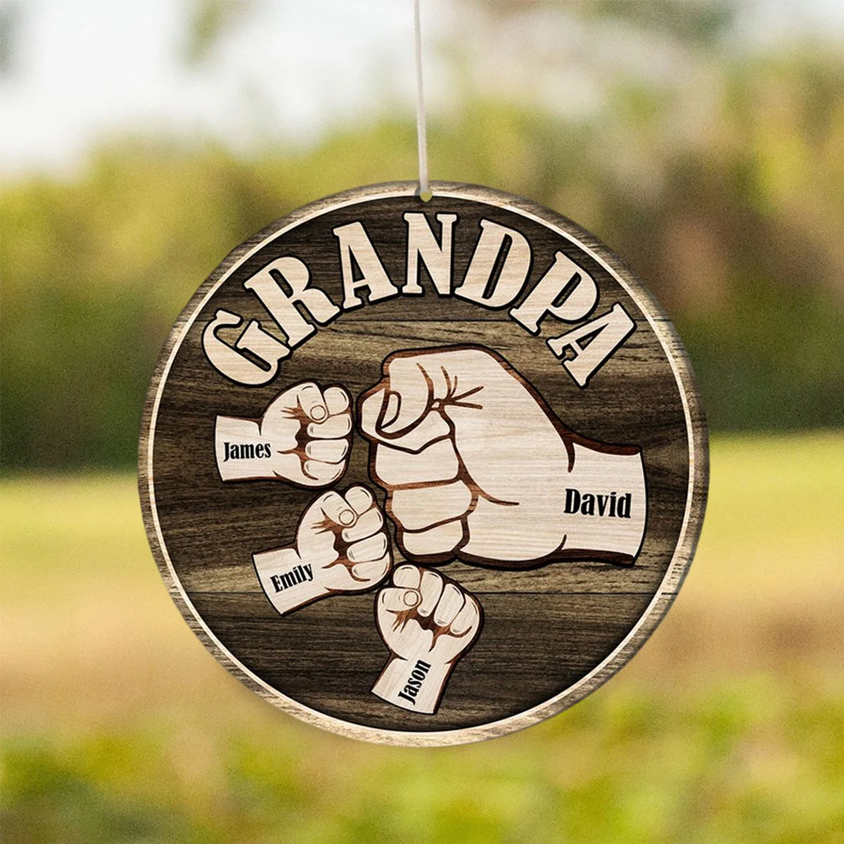 Personalized Grandpa Dad kids Hands Fist Bump Wind Chimes - Image 3