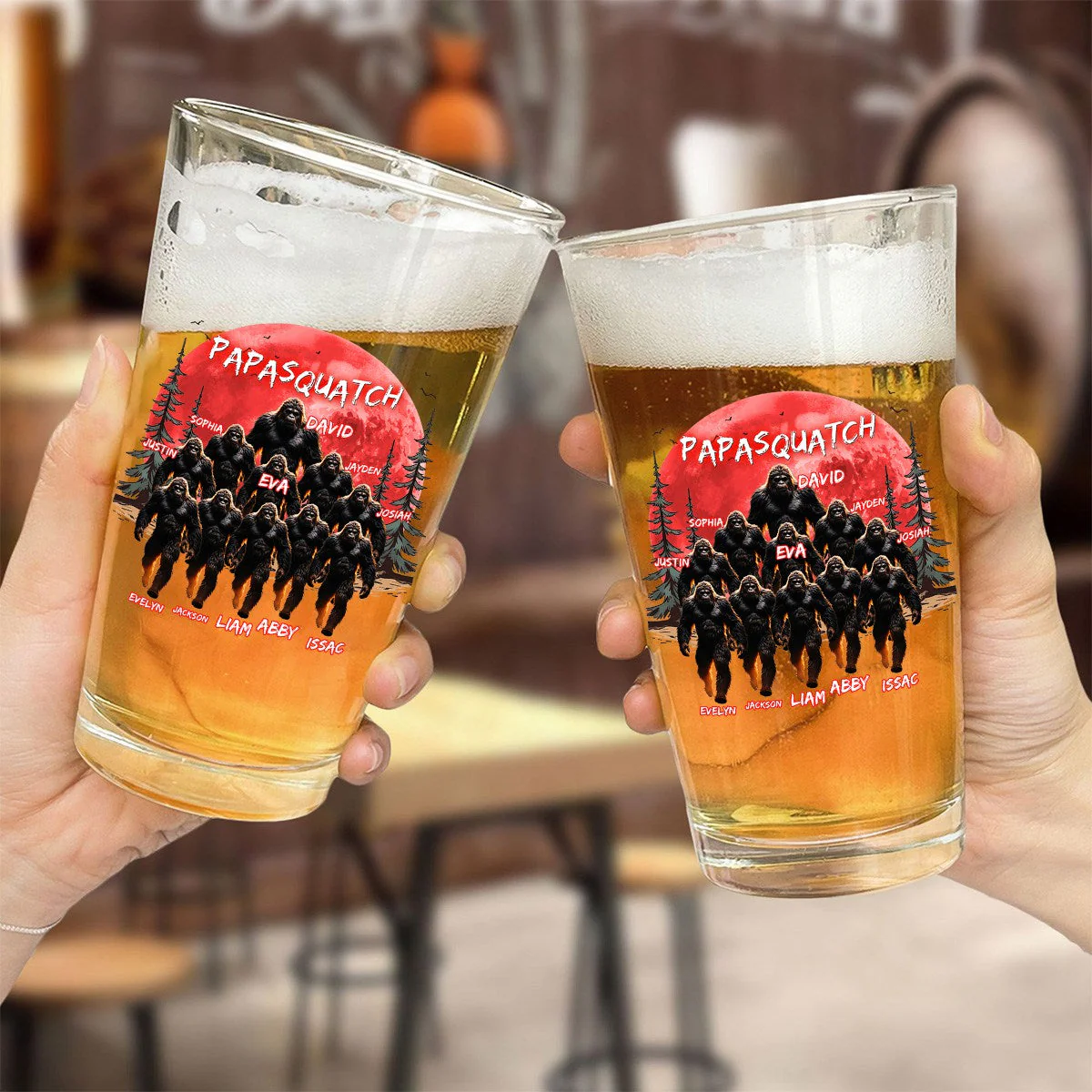 Personalized Grandpa Dad Squatch Beer Glass - Image 3